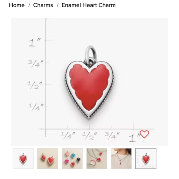 James Avery Enamel Heart Charm Red - Picture 3 of 3